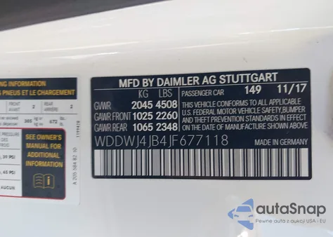 2018 Mercedes-Benz C 300 from USA, damaged, VIN WDDWJ4JB4JF677118